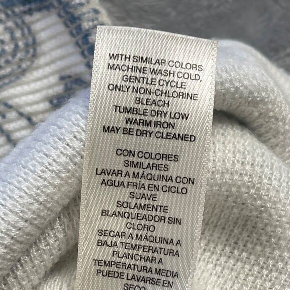 Chico's Pullover Womens 2 Blue Orange Paisley Print Side Button Sweater Knit - Picture 15 of 16